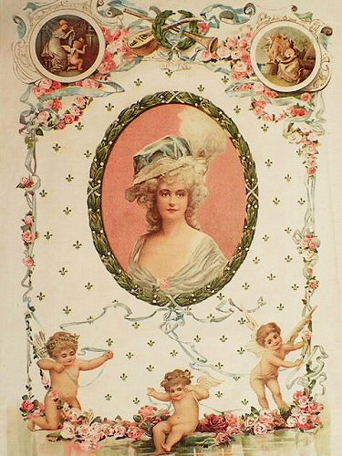 ヴィクトリアン・シルク印刷の額装（貴婦人のポートレート 
