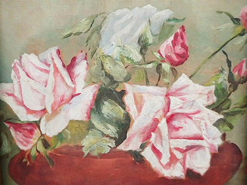 優美 デコラティブな額の薔薇の油彩画 - アンティークショップ Eglantyne（エグランティーヌ）