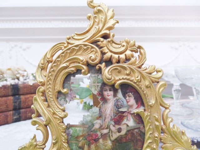 ロカイユ装飾 ブロンズ フォトスタンド - アンティークショップ 