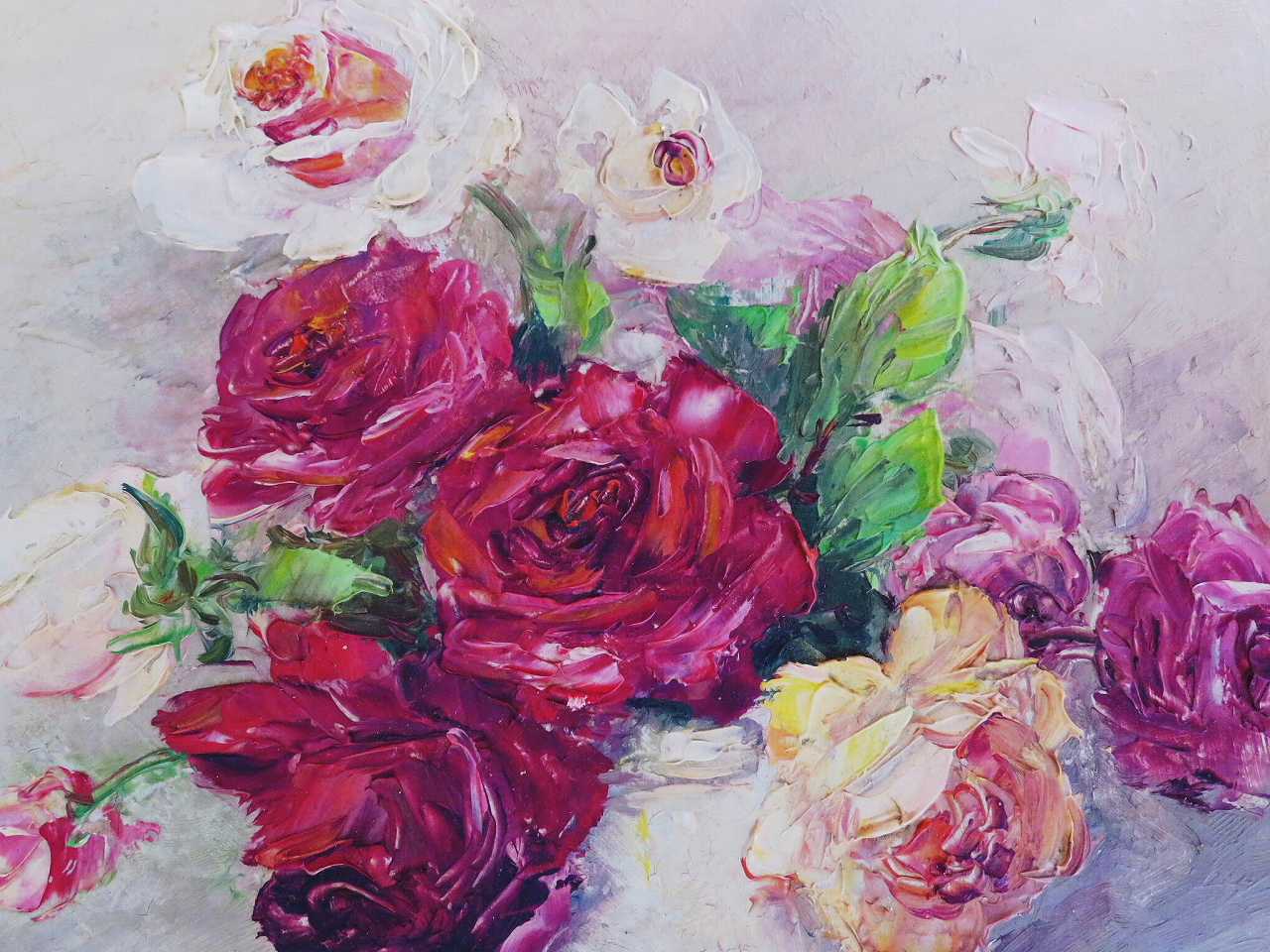 フランス静物画 薔薇の油絵 - アンティークショップ Eglantyne 