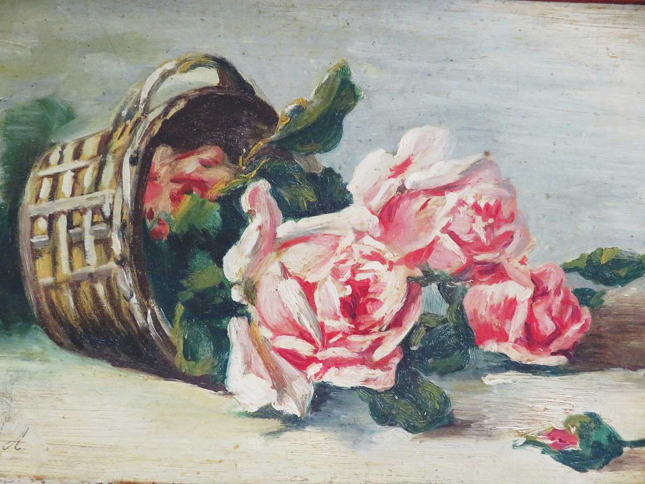 油絵 薔薇の静物画 バラ F3号キャンバス - 絵画